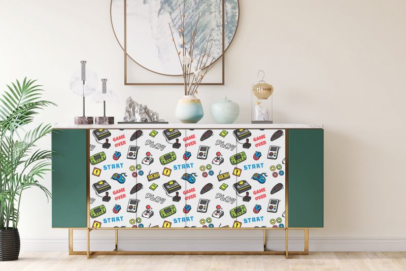 Samoprzylepna okleina Tulup 100x50 cm Retro konsole 1 szt.