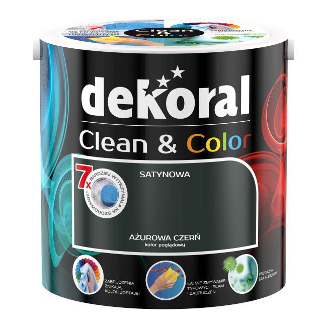 Satynowa farba lateksowa Dekoral Clean & Color ażurowa czerń 2,5 l