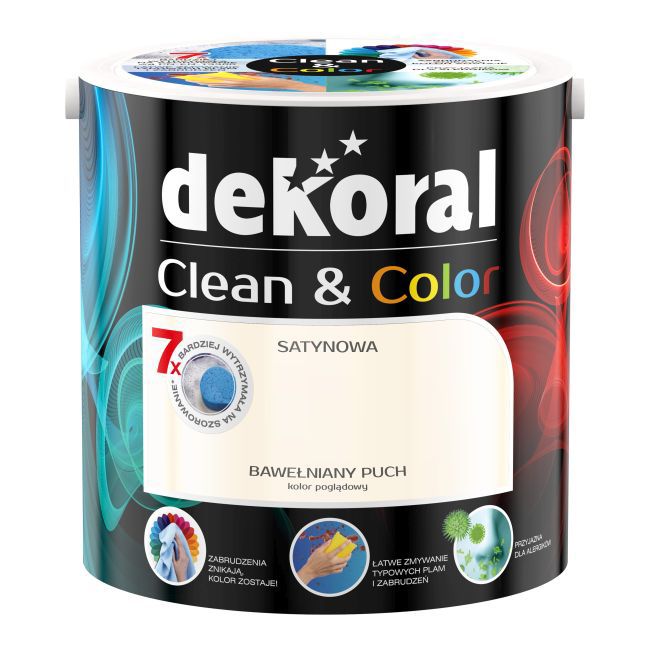 Satynowa farba lateksowa Dekoral Clean & Color bawełniany puch 2,5 l