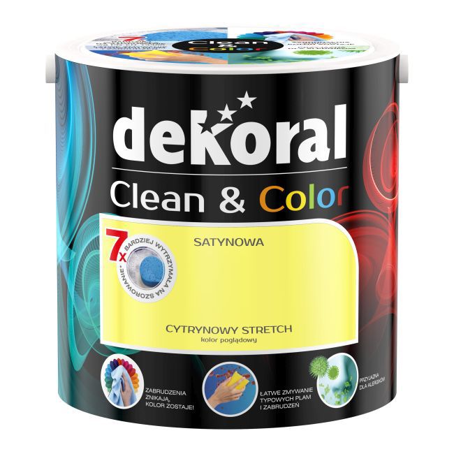 Satynowa farba lateksowa Dekoral Clean & Color cytrynowy stretch 2,5 l