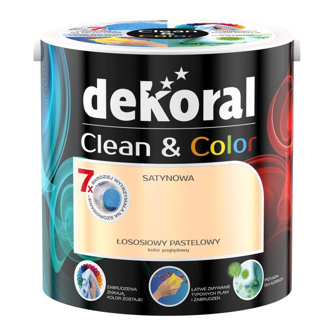 Satynowa farba lateksowa Dekoral Clean & Color łososiowy pastelowy 2,5 l