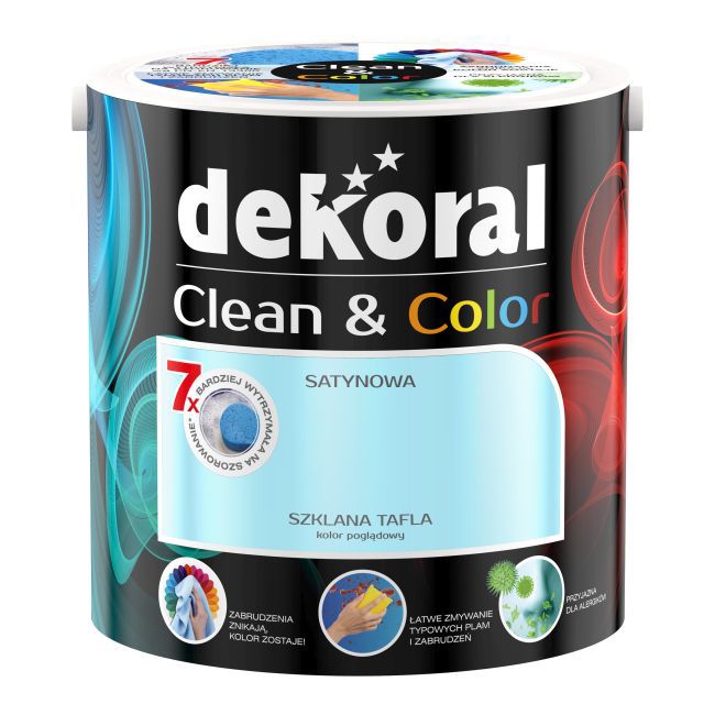 Satynowa farba lateksowa Dekoral Clean & Color szklana tafla 2,5 l