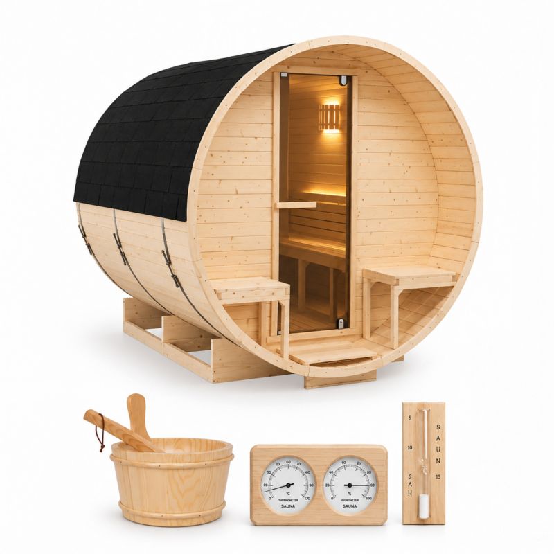 Sauna ogrodowa TECHGLOBE  beczka 220x240cm 1szt.