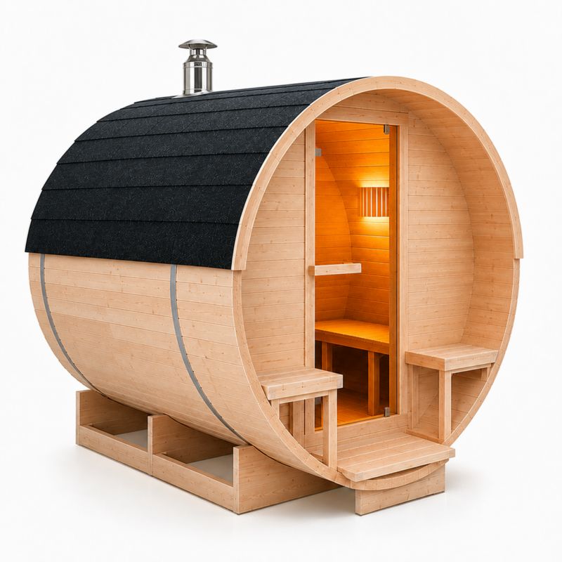 Sauna ogrodowa TECHGLOBE beczka 220x240cm + piec na drewno 1szt