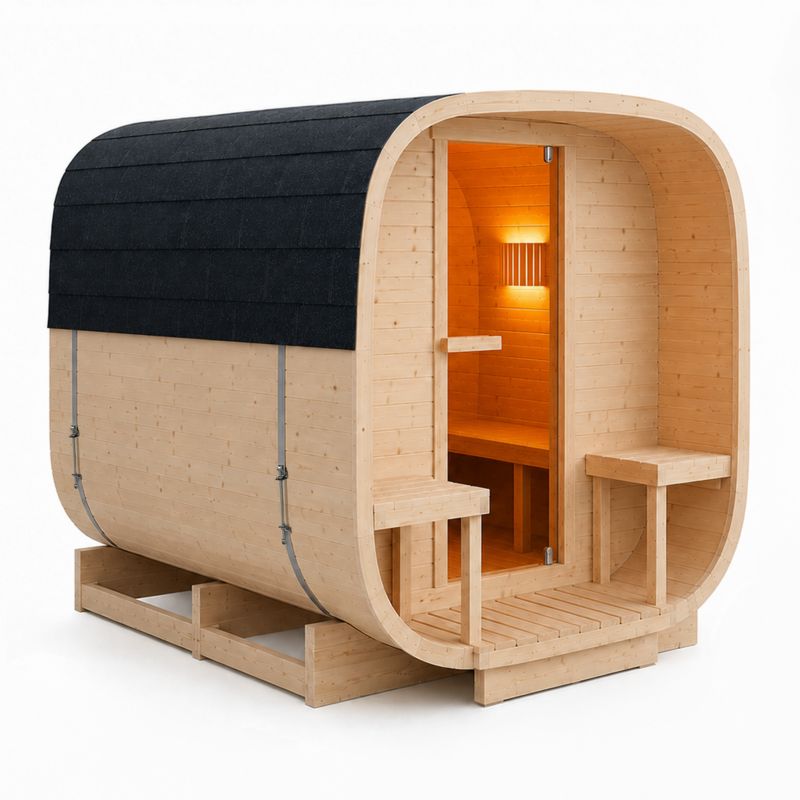 Sauna ogrodowa TECHGLOBE kwadrat 220x240cm + piec elektryczny 12kW 1szt.