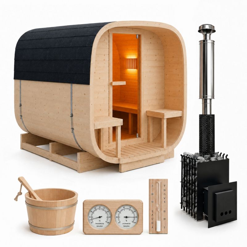 Sauna ogrodowa TECHGLOBE  kwadrat 220x240cm + piec na drewno 1szt.
