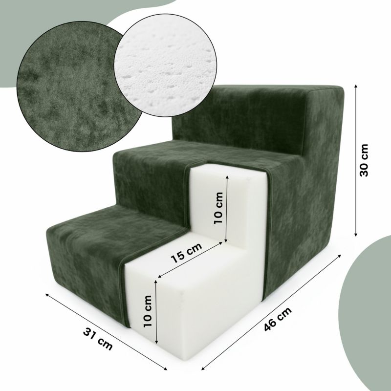 Schodki Muralo dla Psów Zwierząt Kota Rampa MAGIC VELVET Khaki 31x30x46 cm 1 szt.