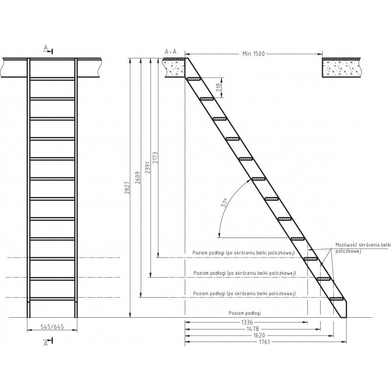 Schody Drewniane Proste 4STEP Kopenhaga 745 1szt.