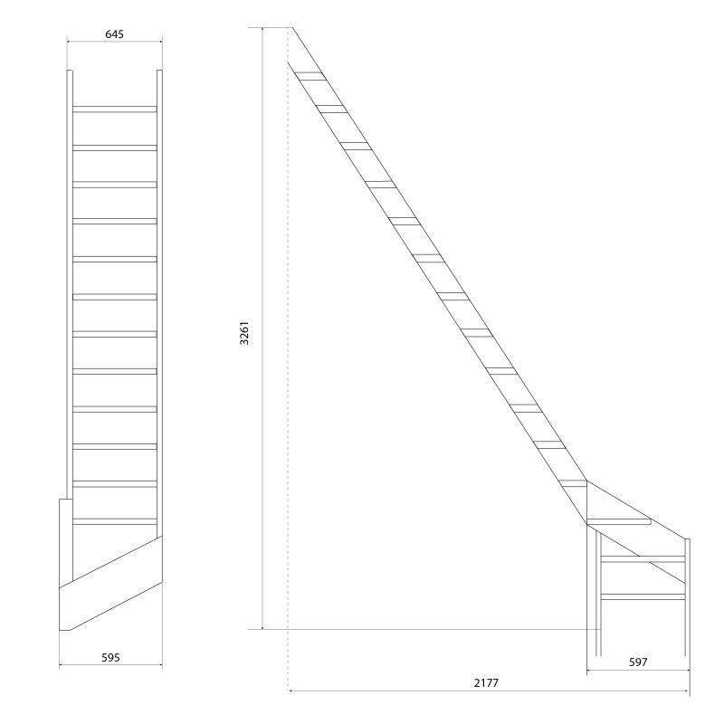 Schody Drewniane Zabiegowe Prawe 4STEP Kopenhaga 545 1szt.