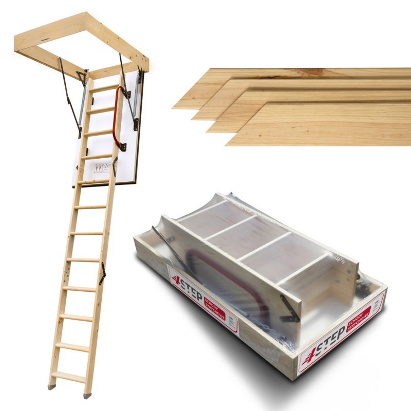 Schody Strychowe 4Step Extra 120x70 0,86 W/m2k + Listwy Zestaw 4szt.