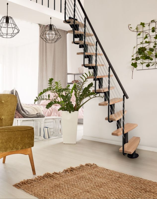 Schody Wewnętrze  ATRIUM Mini Plus Lux 12 Elementów Ral 9005 Stopnie Buk 1 szt.