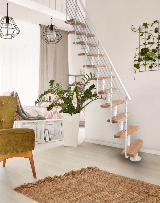 Schody Wewnętrze  ATRIUM Mini Plus Lux 13 Elementów Ral 9003 Stopnie Dąb 1 szt.