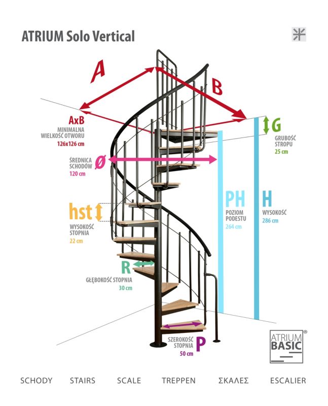 Schody Wewnętrzne Atrium Solo Vertical Dąb