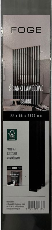 Ścianka laminowana 22 x 88 x 2800 mm czarna