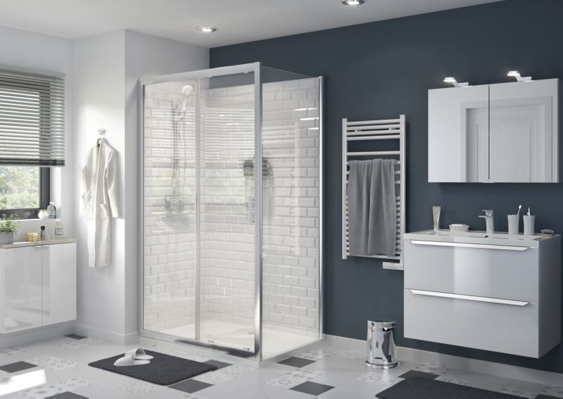 Ścianka prysznicowa GoodHome Beloya 80 cm chrom/transparentna
