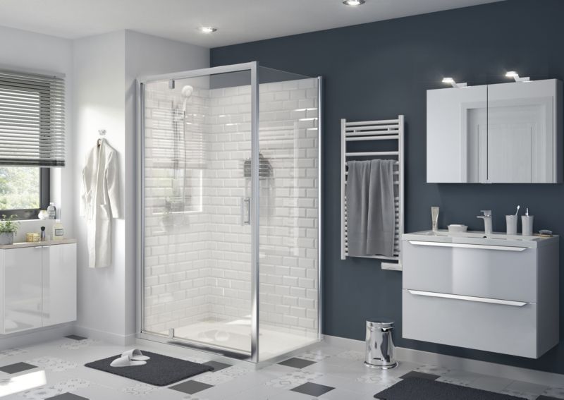 Ścianka prysznicowa GoodHome Beloya 80 cm chrom/transparentna