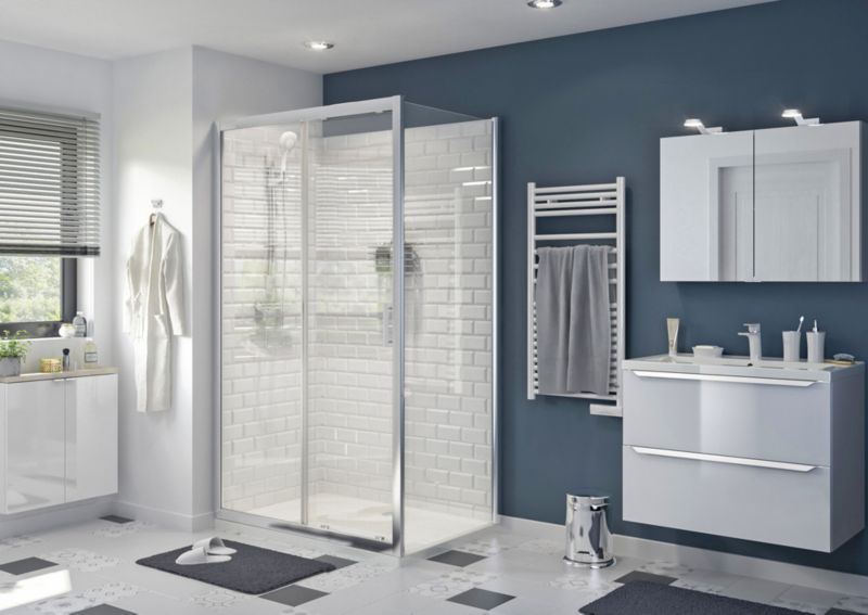 Ścianka prysznicowa GoodHome Beloya 80 cm chrom/transparentna