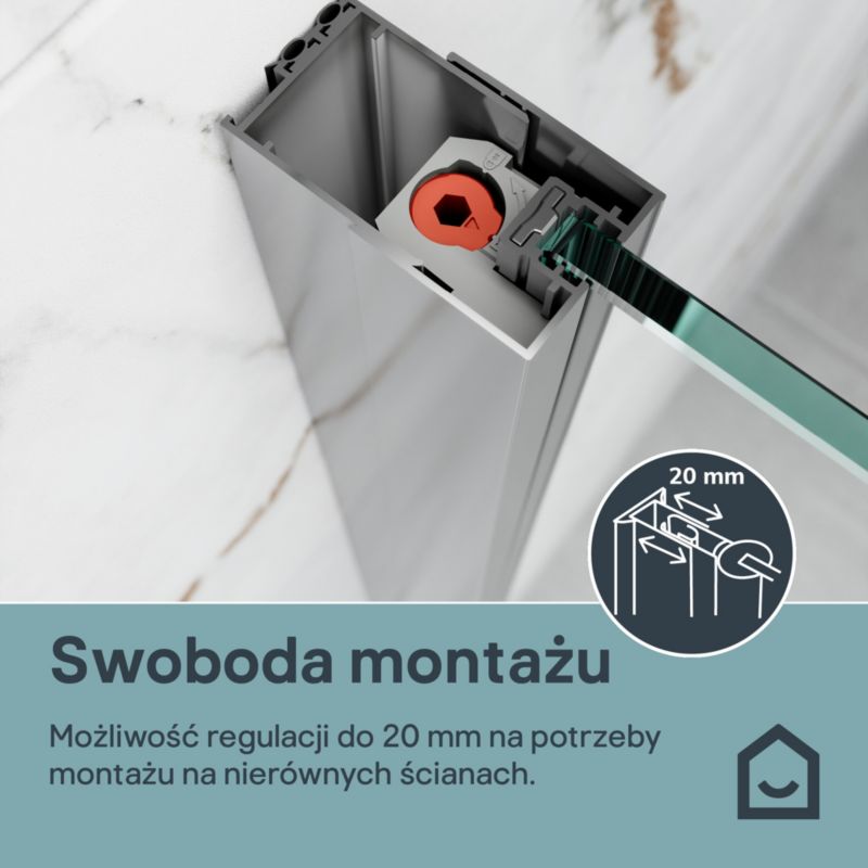 Ścianka prysznicowa GoodHome Evanna 80 cm z półką chrom/transparentna