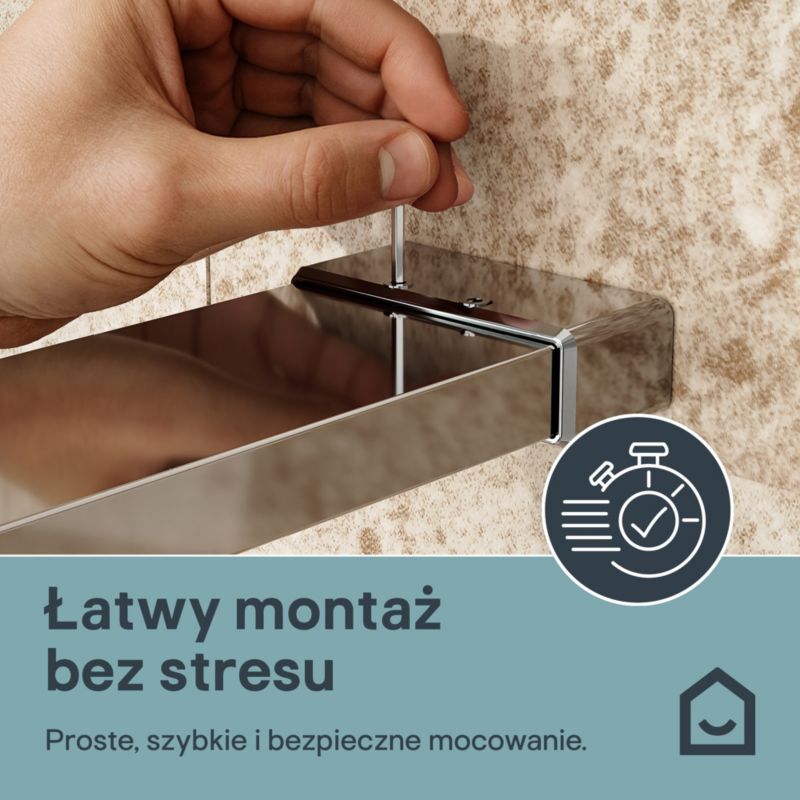Ścianka prysznicowa GoodHome Evanna 80 cm z półką chrom/transparentna