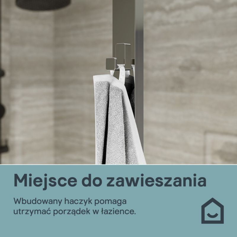 Ścianka prysznicowa GoodHome Evanna 80 cm z półką chrom/transparentna
