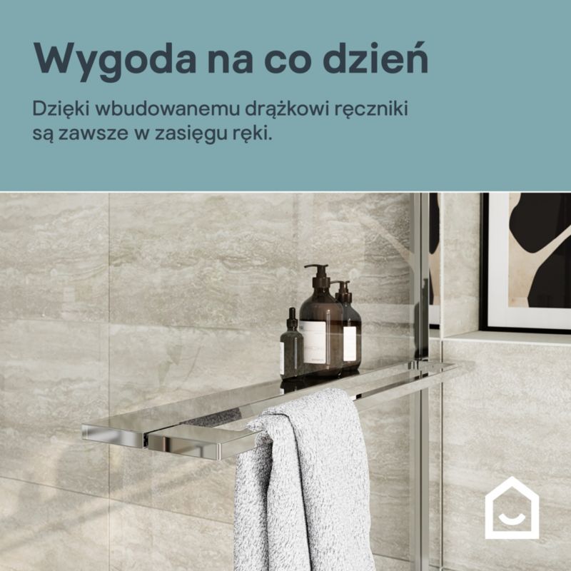 Ścianka prysznicowa GoodHome Evanna 80 cm z półką chrom/transparentna