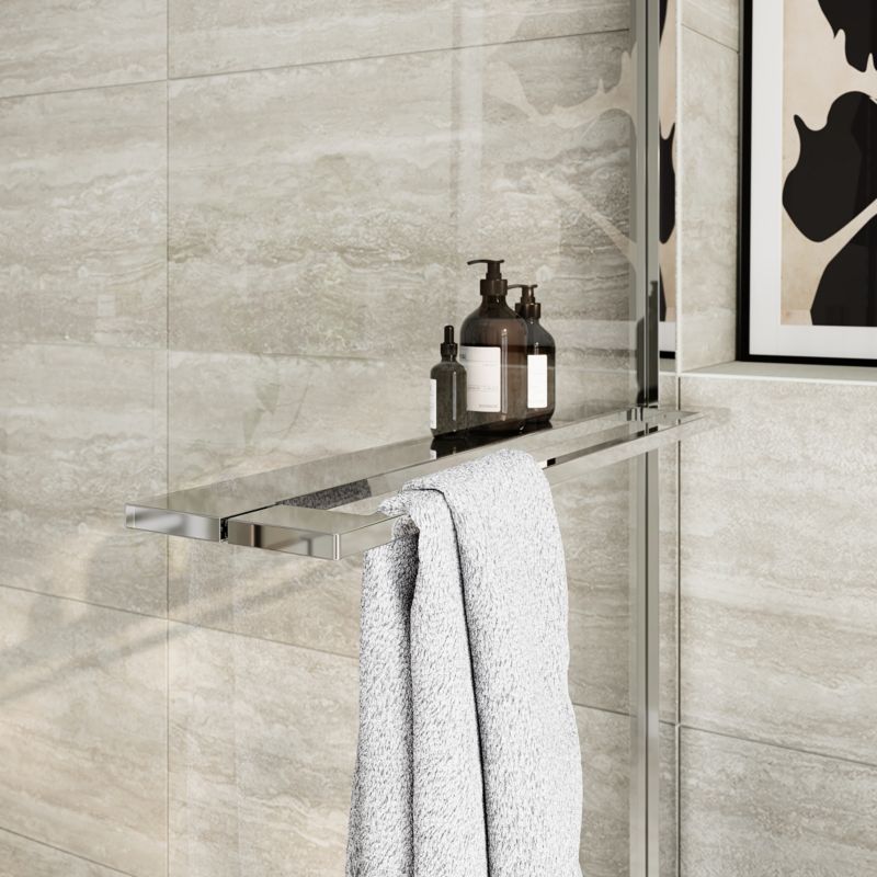 Ścianka prysznicowa GoodHome Evanna 80 cm z półką chrom/transparentna
