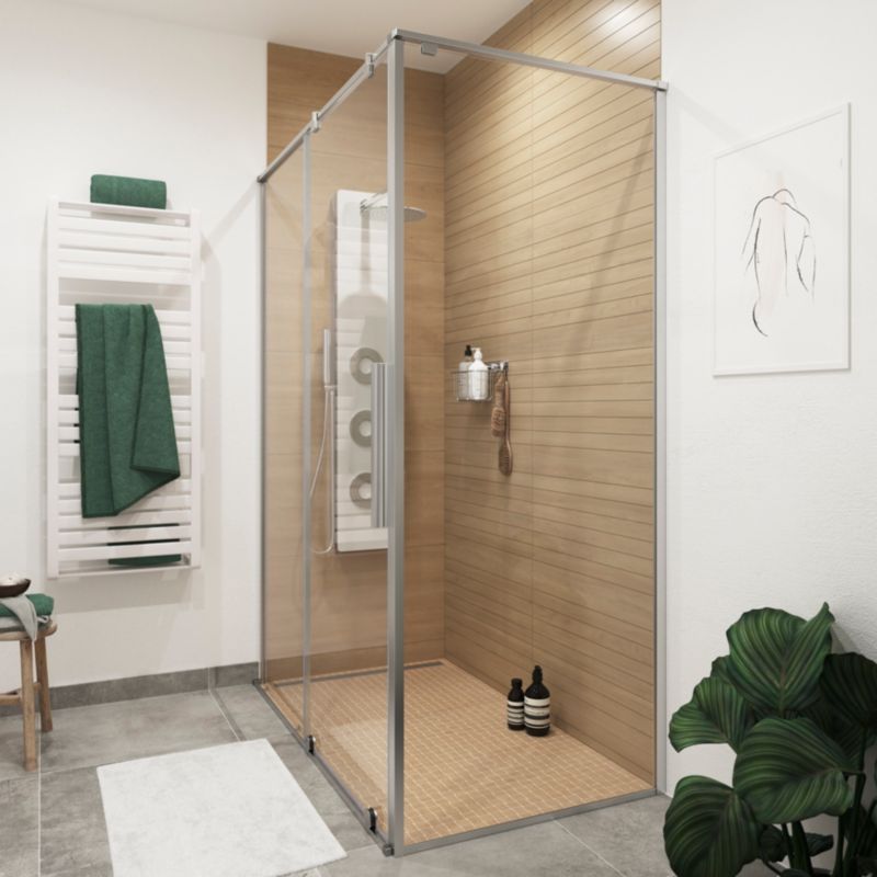 Ścianka prysznicowa GoodHome Ezili 90 cm chrom/transparentna