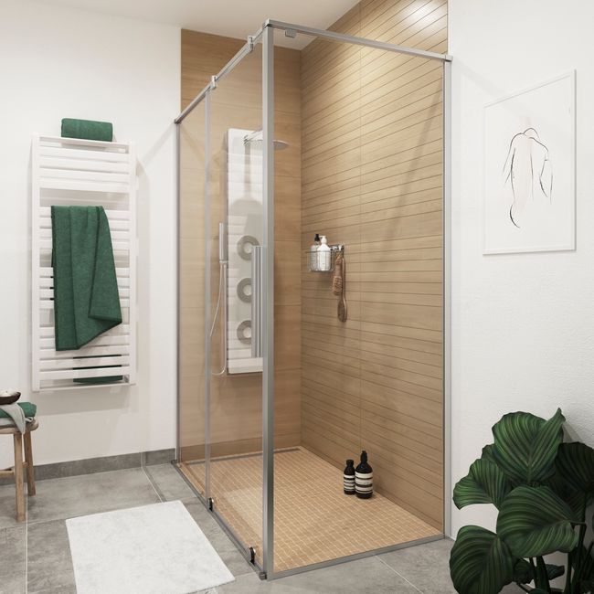 Ścianka prysznicowa GoodHome Ezili 90 cm chrom/transparentna