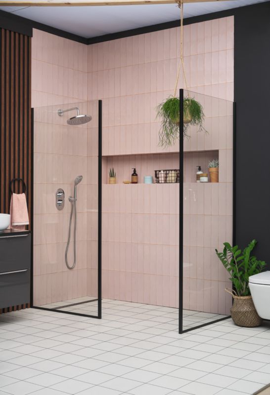 Ścianka prysznicowa GoodHome Ezili 90 cm czarna/transparentna