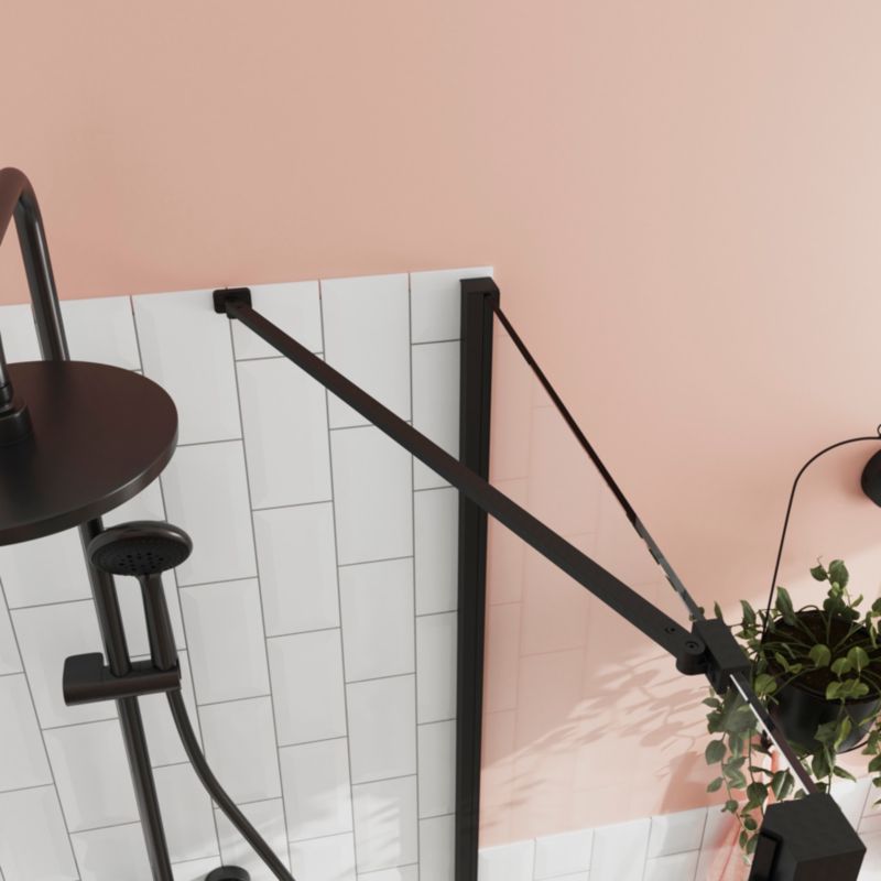 Ścianka prysznicowa GoodHome Ledava 80 cm czarna matowa / transparentna