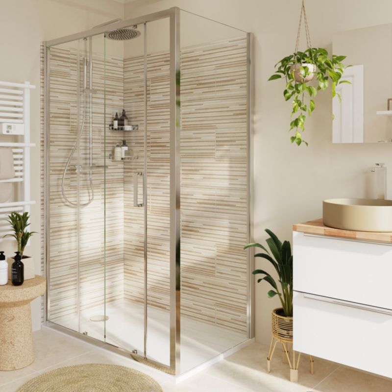 Ścianka prysznicowa GoodHome Ledava 90 cm chrom/transparentna
