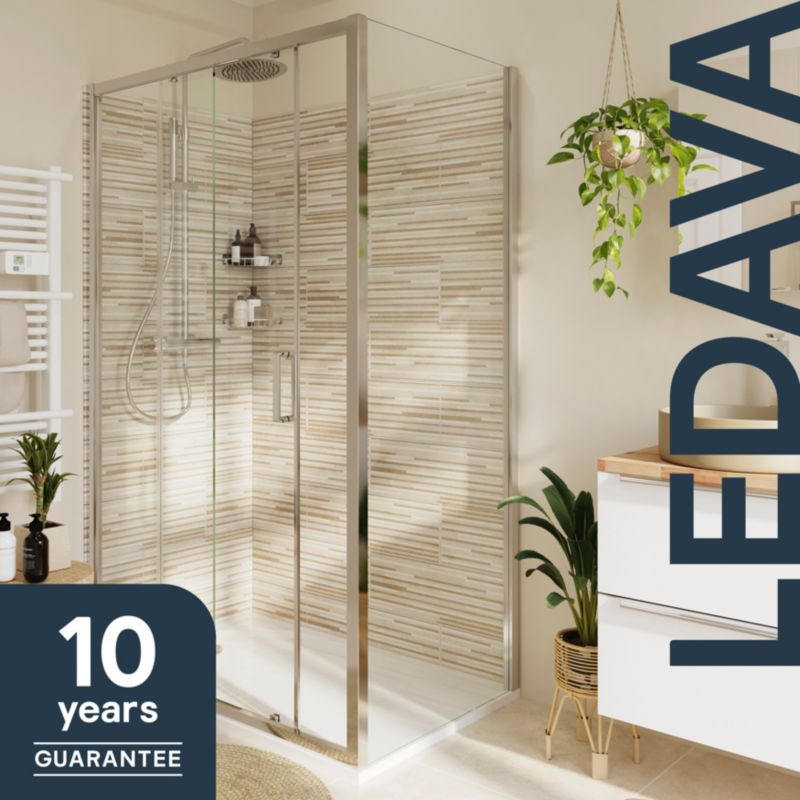 Ścianka prysznicowa GoodHome Ledava 90 cm chrom/transparentna