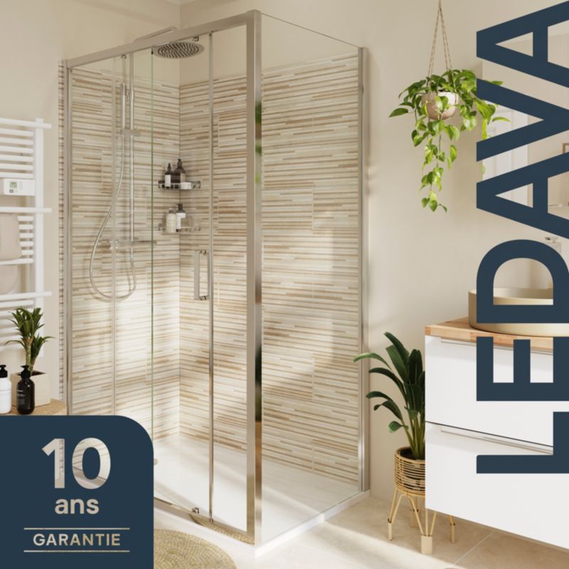 Ścianka prysznicowa GoodHome Ledava 90 cm chrom/transparentna