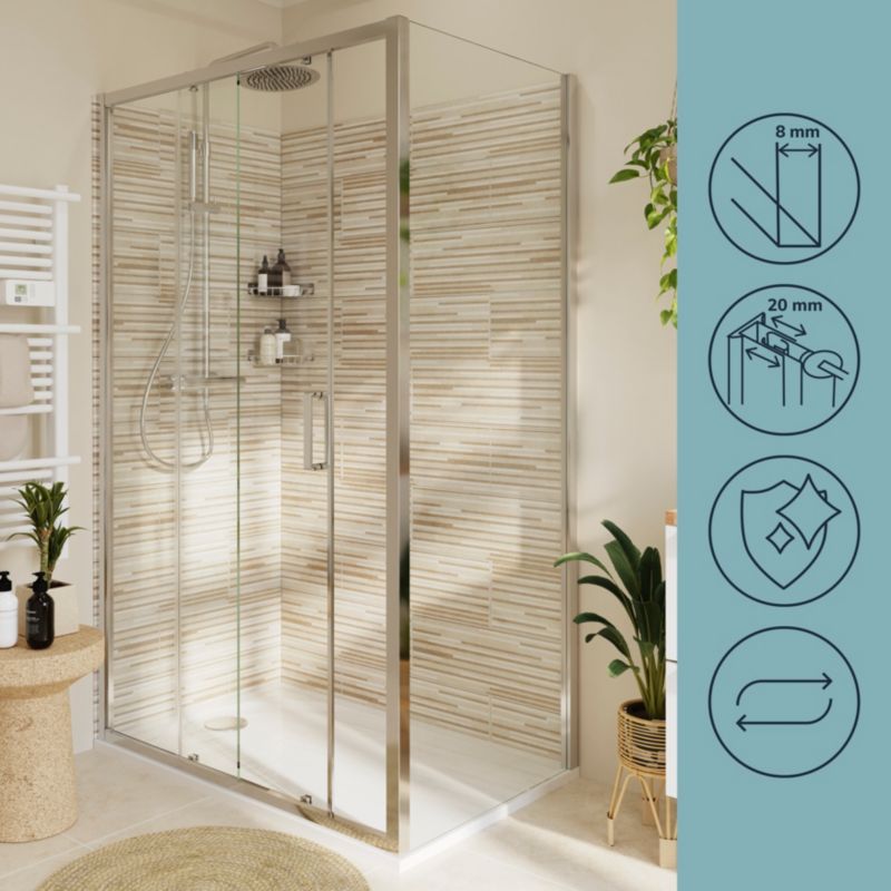 Ścianka prysznicowa GoodHome Ledava 90 cm chrom/transparentna