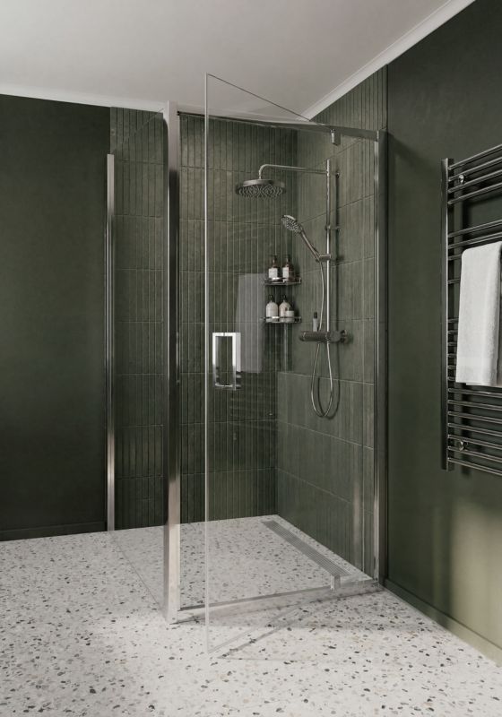 Ścianka prysznicowa GoodHome Ledava 90 cm chrom/transparentna