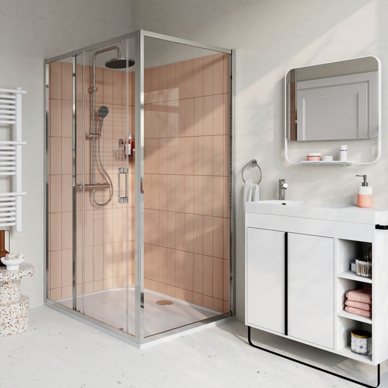 Ścianka prysznicowa GoodHome Maza 90 cm chrom/transparentna