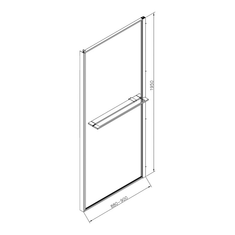 Ścianka prysznicowa walk-in GoodHome Evanna 90 cm z półką i drążkiem czarna/transparentna