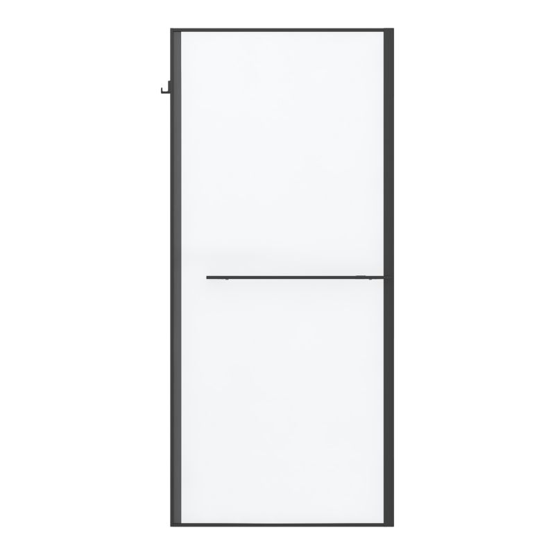 Ścianka prysznicowa walk-in GoodHome Evanna 90 cm z półką i drążkiem czarna/transparentna