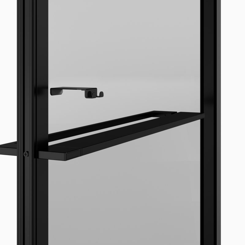 Ścianka prysznicowa walk-in GoodHome Evanna 90 cm z półką i drążkiem czarna/transparentna