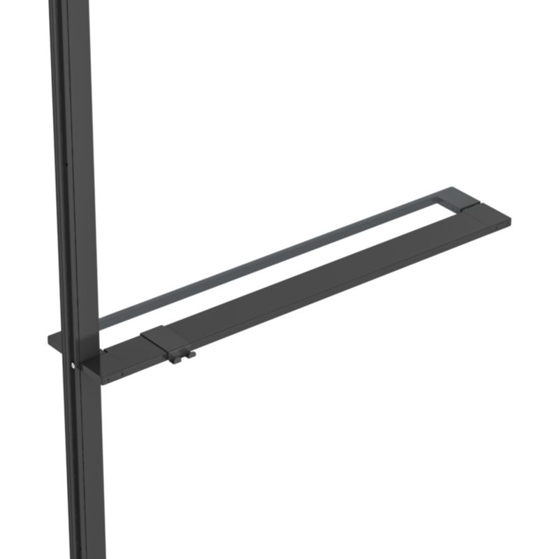 Ścianka prysznicowa walk-in GoodHome Evanna 90 cm z półką i drążkiem czarna/transparentna