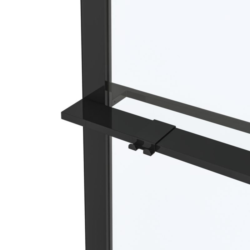 Ścianka prysznicowa walk-in GoodHome Evanna 90 cm z półką i drążkiem czarna/transparentna