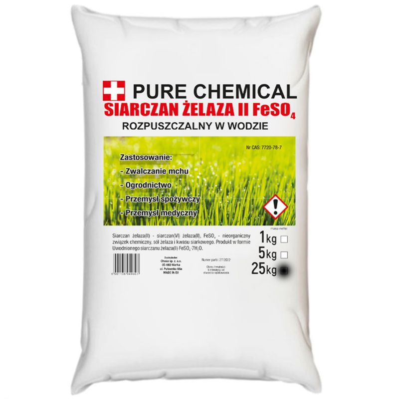 Siarczan żelaza heptahydrat Pure Chemical bez dodatków sypki niezbrylowany 25kg 1 szt.