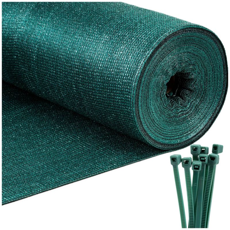 Siatka cieniująca Springos 95% 1,5x25m zielona, 185g/m2, plus 100 szt. opasek zaciskowych 1 kpl.