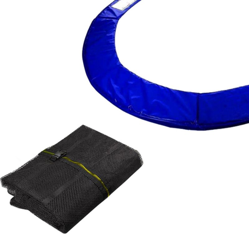 Siatka do trampoliny zewnętrzna z osłoną na sprężyny Springos 427 cm 14 FT 8 słupków niebieska 1 szt.