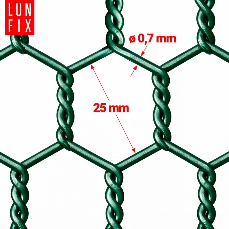 Siatka heksagonalna 0,5x5m 25x25x0,7mm Lun Fix zielona 1szt.