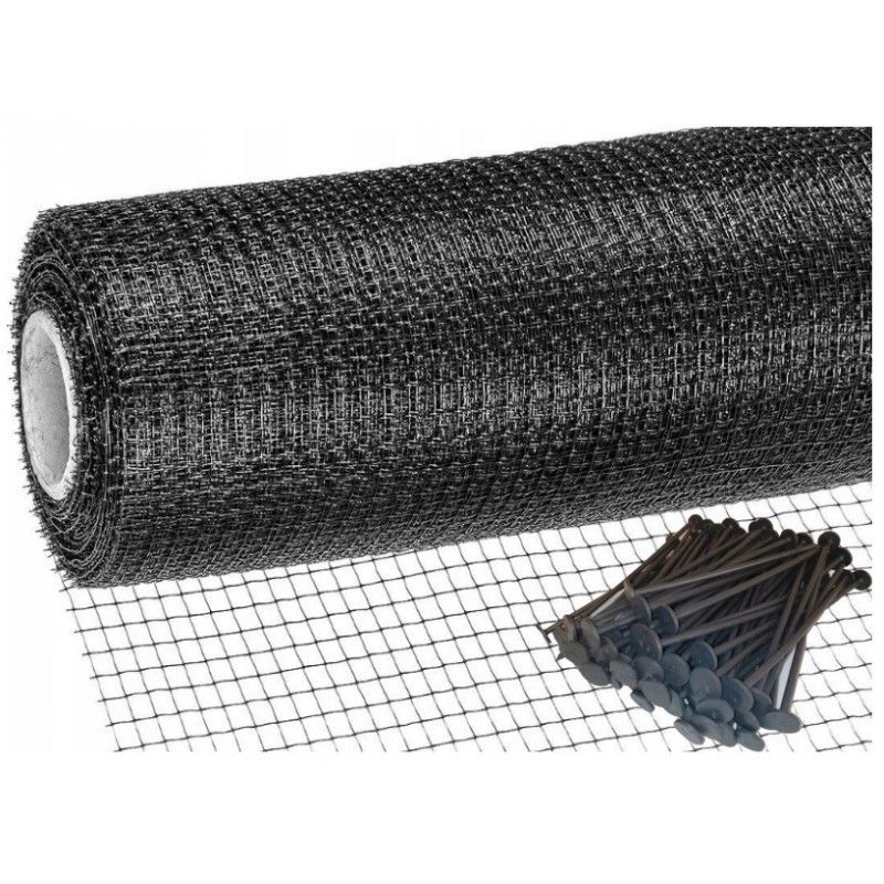 Siatka na krety WovTex 1x100m przeciw kretom pod trawnik PREMIUM 40g mocna UV+ Polski Producent + KOŁKI 100szt 1 kpl.