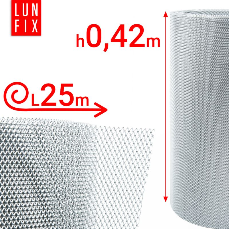Siatka na owady Lun Fix do dennic 4x3 fi0,6mm h0,42m 25mb ocynkowana 1szt.