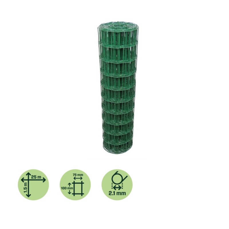 Siatka ogrodzeniowa zgrzewana Klikstrom 1,5 x 25 m oczko 100 x 75 mm zielona