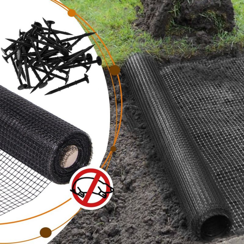 Siatka przeciw kretom nornicom Springos 2x50 m + kołki 50 szt. na gryzonie 30g/m2 1 kpl.