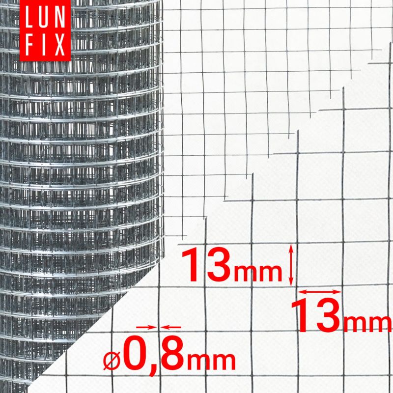 Siatka zgrzewana Lun Fix 100cm 13x13mm fi0,8mm ocynkowana 1mb 1szt.
